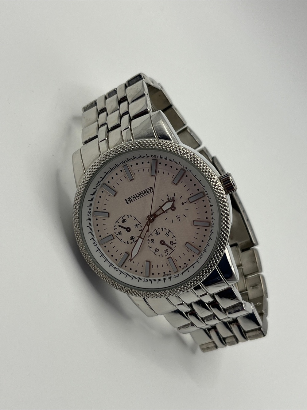 Hennessey Silver Stainless Steel Men's Watch with White Dial